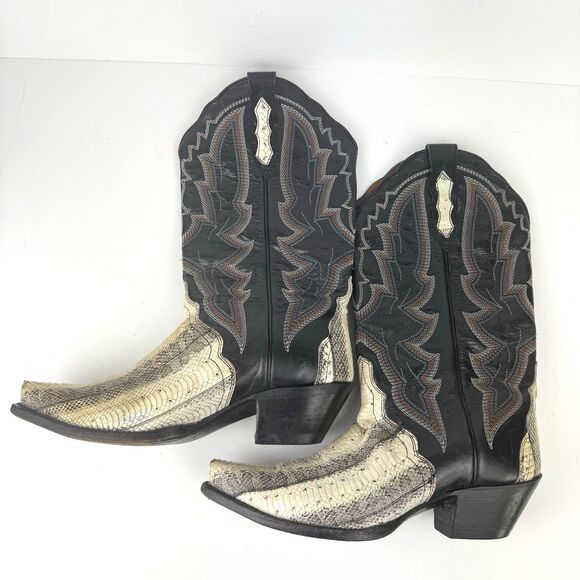 Dan Post  Snakeskin Leather Cowboy Boots Women’s Western Boho Rodeo, Sz. 8M - Picture 3 of 14